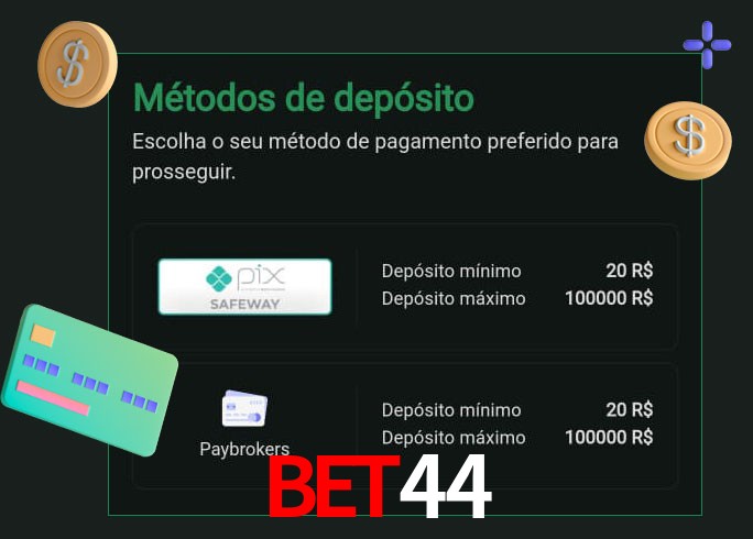 O cassino bet44 oferece uma grande variedade de métodos de pagamento